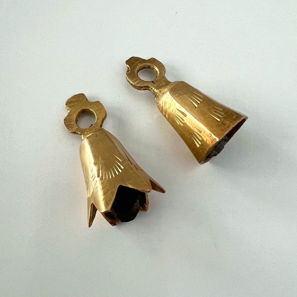 2 Vintage Mini Brass Bells